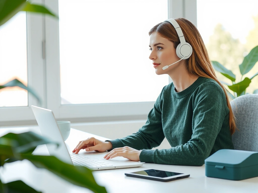 Customer support illustration with help desk and communication elements